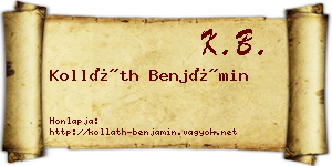 Kolláth Benjámin névjegykártya